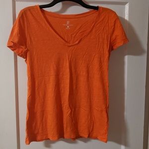 Orange V Neck Tee